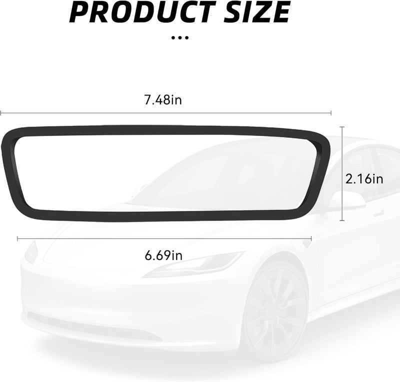 Tioollev Car Rear View Mirror Protector Frame, Silicone Auto Rearview Edge Protection Cover Compatible with Model 3 Model Y, Interior Rear View Trim Frame Decoration, Car Accessories (Black) - Image 2
